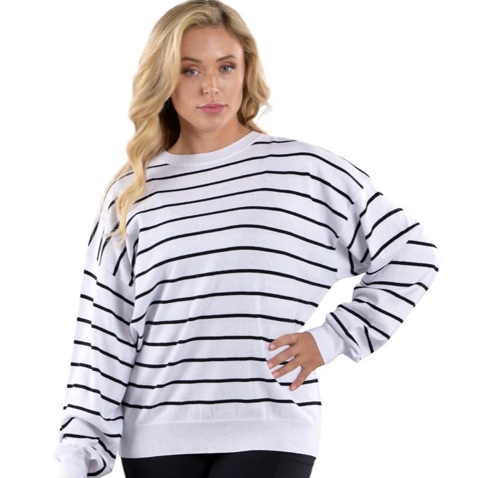 Heat Reagan White Stripe Sweater